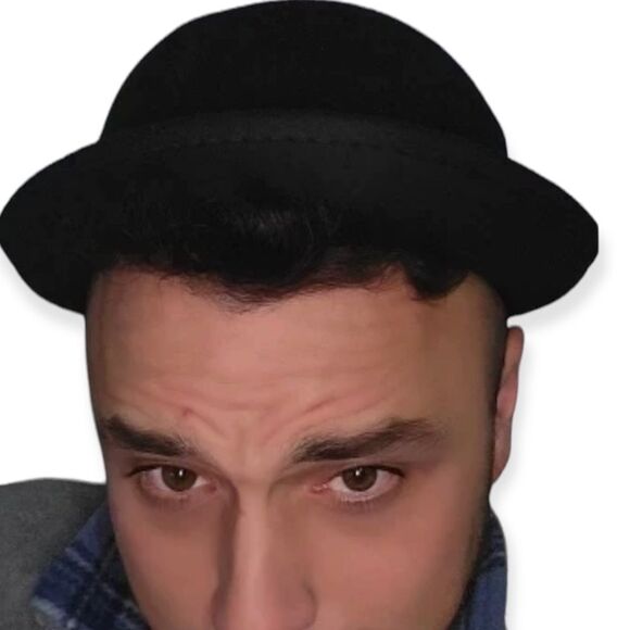 Black Stiff Brim Trendy Bowler Bucket Hat NEW - Picture 4 of 4